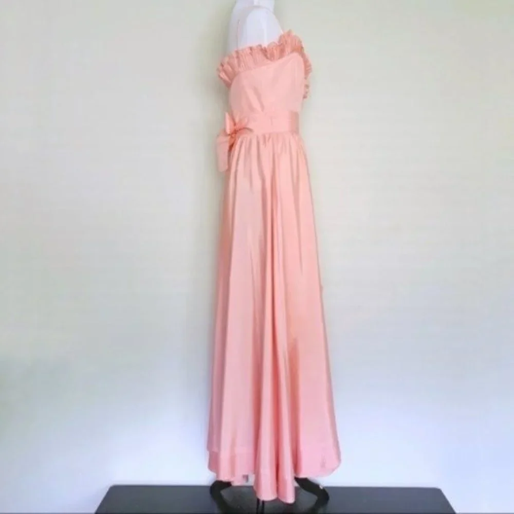 Vintage 80s Lillie Rubin x Albert Capraro Pink Ruffle Formal Dress Gown XXS/XS - Picture 6 of 13